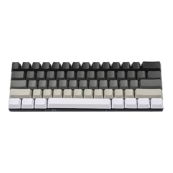 【中古】YMDK ホワイト グレー ブラック ミックス 87 61 サイド プリント ブランク キーセット 厚手 PBT OEM プロファイル キーキャップ MX TKL メカニカ