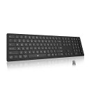 【中古】POWZAN ワイヤレス スリム マルチデバイスキーボード 2.4G ワイヤレス + Bluetooth 5.1 デュアルモード チクレットキーボード ナンバーパッド付(2)