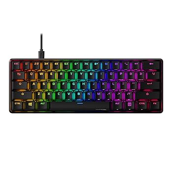 【中古】HyperX Alloy Origins 60 - メカニカルゲーミングキーボード 超コンパクト 60%フォームファクター ダブルショットPBTキーキャップ RGB LEDバック
