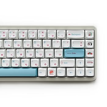 楽天AJIMURA-SHOP【中古】XDK PBT XDA キーキャップ 121キー （ダイサブ） かわいい寿司 日本語キーキャップセット メカニカルキーボード - ホワイトとブルーのキーキャップ