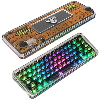【中古】NACODEX (ナコーデックス) 65%透明クリスタルアクリルキーボード ガスケットマウント付き | MDA プロファイル PBT キーキャップ | 滑らかな38g M