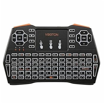 【中古】ミニワイヤレスキーボード スペインの2.4g無線カラフルなマーキーバックライトミニキーボードの空気マウスのタッチパッド PC スマホ スマートTVB(2)