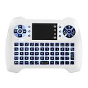 【中古】【未使用】ミニワイヤレスキーボード 青いバックライト2.4gワイヤレスホワイトミニキーボードタッチパッドエアマウス スマホ PC ノートPC タブレット テレ