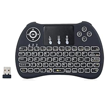 【中古】ミニワイヤレスキーボード ミニワイヤレスキーボードホワイトバックライト2.4GHzタッチパッドキーボードエアマウス PC スマホ スマートTVBOX フ
