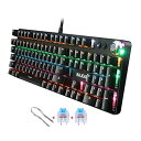 【中古】unband 104 キー メカニカル キーボード RGB バックライト USB 有線ゲーム キーボード PC ゲーマーに適した人間工学に基づいたゲーミング キーボ(2)