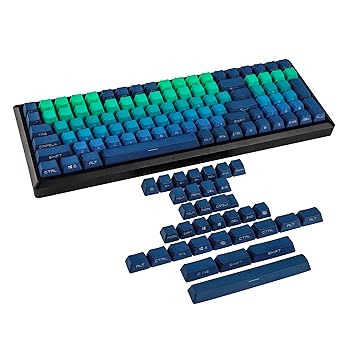 【中古】【未使用】YMDK 133キー シアン ブルー PBT ダブルショット サイドライト シャインスルー バックライトキーキャップ OEM プロファイル MXメカニカルキーボ