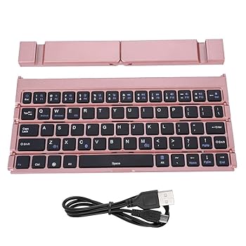 【中古】コンパクト キーボード Bluetooth3.0 可 作業 ゲーム 業務 学習(ローズゴールド)