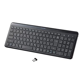 【中古】エレコム ワイヤレスキーボード 静音 テンキー付 薄型コンパクトサイズ Windows ChromeOS macOS対応 ブラック TK-QT30DMBK