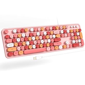 【中古】【未使用】GEEZER コンピューター有線USBキーボード - ピンク フルサイズ ラウンド キーキャップ レトロ タイプライターキーボード Windows PC ノートパソ 【中古】【未使用】GEEZER コンピューター有線USBキーボード - ピンク フルサイズ ラウンド キーキャップ レトロ タイプライターキーボード Windows PC ノートパソ