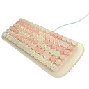 【中古】【未使用】可愛いレディース 有線キーボード ポータブルな 84 キー カラフルラウンドキーキャップ タイプライター風 英語配列 ピンク軸 (ミルクティー...