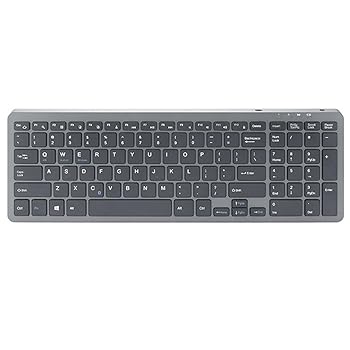 【中古】ワイヤレスキーボード 無線 静音 テンキー付 薄型 コンパクト 有線接続可能 フルキーボード 軽量 Windows ChromeOS macOS対応 グレー