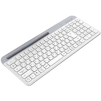 【中古】【未使用】PopBloom K580 静音 Bluetooth ワイヤレスキーボード 充電式, オフホワイト 超薄型 小型 Unifying ワイヤレス キーボード 薄型 テンキー 無線, W
