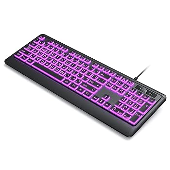 【中古】【未使用】大型プリントバックライトコンピューターキーボード 7色バックライトUSBキーボード プラグアンドプレイ 折りたたみ式スタンド コード付きフルサ 【中古】【未使用】大型プリントバックライトコンピューターキーボード 7色バックライトUSBキーボード プラグアンドプレイ 折りたたみ式スタンド コード付きフルサ