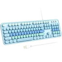 【中古】Atelus 大型プリントキーボード USB有線コンピュータキーボード レトロキーキャップ、テンキーとメディアホットキー付き オフィスデスクトップPC