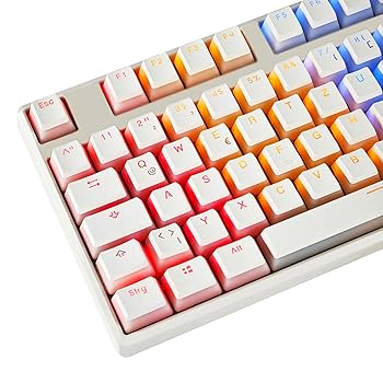 【中古】YMDK ホワイト ブラック プリン ドイツ ISO QWERTZ ダブルショット PBT シャインスルー キーキャップ カスタム OEM プロファイル キーキャップ M