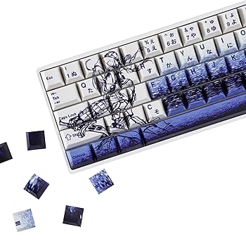 楽天AJIMURA-SHOP【中古】YMDK ソードガールテーマ セカンドディメンションスタイルキーキャップ フルセット 73キー キュート ミニマリスト チェリープロファイル PBT ト