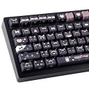 【中古】TYRIXKI PBT キーキャップ 142キー かわいいキーキャップ 昇華型 黒猫 キーキャップ マオ プロフィール カスタム キーキャップ Cherry Gateron M