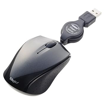 Ball Type Mouse - 【中古】Digio2 ケーブル巻取り式3ボタン BLUE LED マウス ブラック MUS-UKT103BK