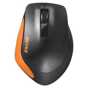 【中古】バッファロー 無線BlueLED 3ボタンプレミアムフィットマウス オレンジ
