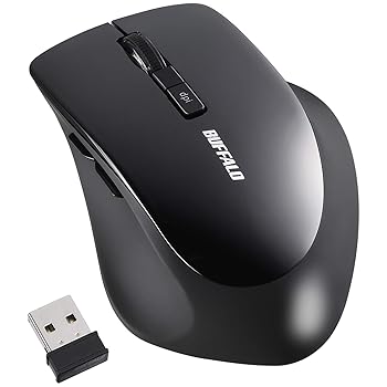 【中古】バッファロー マウス 無線 ワイヤレス 静音 5ボタン 【戻る/進むボタン搭載】dpi切替 BlueLED ブラック BSMBW325BK