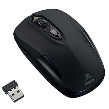 【中古】ナカバヤシ Digio2 無線 静音 3ボタン IR LED マウス ブラック Z8312