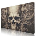 【中古】丈夫なスカルデザインマウスパッド 35.5 x 16インチ 滑り止めベース 防水 長時間のゲームに快適