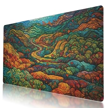 楽天AJIMURA-SHOP【中古】【未使用】丈夫なネオ印象派スタイルデザインマウスパッド 35.5 x 16インチ 滑り止めベース 防水 長時間のゲームに快適