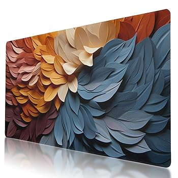 【中古】丈夫なフェザーデザインマウスパッド 35.5 x 16インチ 滑り止めベース 防水 長時間のゲームに快適