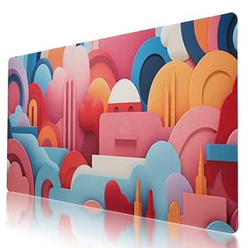 【中古】丈夫なポップアートスタイルデザインマウスパッド 35.5 x 16インチ 滑り止めベース 防水 長時間のゲームに快適