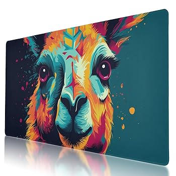 【中古】丈夫な面白いアルパカデザインマウスパッド 35.5 x 16インチ 滑り止めベース 防水 長時間のゲームに快適