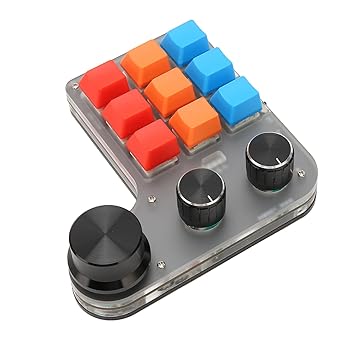 【中古】プログラミングマクロキーパッド、多機能プログラマブルミニカスタムキーパッド9キー3ノブ家族向け