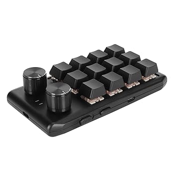 【中古】ミニカスタムキーパッド、敏感なフィードバックミニゲーミングキーパッドプログラム可能な12キー2ノブコンピュータ用 (有線USB)
