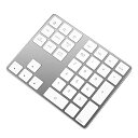 【中古】【未使用】ワイヤレス 数字キーボード アルミニウム テンキー メンブレン Tabキー付き 充電式 耐久性 薄型 34キー 電卓 巨大 エンターキー 2.4G 多機能 オ