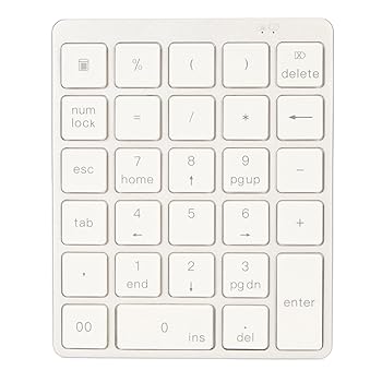 【中古】【未使用】テンキー、28キーBT 3.0財務会計チョコレートキーデザインタッチタイピングデュアル接続モード、オフィス用ポータブルキーボード (銀白色)