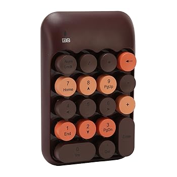 【中古】片手テンキー 数字キーボード 多機能 ポータブル 2.4GHz USBレシーバー付き(コーヒー色)