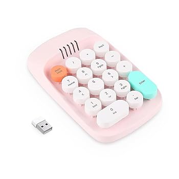 【中古】【未使用】テンキー ワイヤレス Bluetooth ナンバーパッド 18キー 数字キーボード ブルートゥース 2 4GHz 無線 丸キー テンキーパッド 可愛い ノートパソコ
