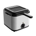 【中古】電気フライヤー 1.5L 家庭用 卓上 コンパクト ダイヤル式 温度調節 バスケット 蓋付き シルバー YAD-F801 (A)