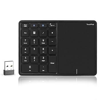 LICAEVEYコードレステンキーパッド、22キーBTナンバーパッド、タッチパッド付き、USB C充電式テンキーパッド、Win対応、Android、OS X用(ブラッ