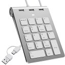 【中古】【未使用】有線テンキー18キー薄型 USB A/Type-C テンキー人間工学ミニテンキー 3つのUSB 2.0ポートを装備、18キー、オフィス計算用テンキー、mac テンキー