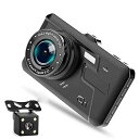 【中古】【未使用】4 インチタッチスクリーンドライブレコーダーフロントリアシングル/ダブルレンズ反転カメラ駐車監視サイクル記録