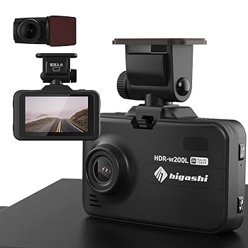 【中古】【未使用】ヒガシ 前後2カメラ ドライブレコーダー 前後カメラ GPS 搭載 前後 前方200万画素 後方200万画素 スーパーキャパシタ Gセンサー フルHD WDR 一体