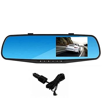 【中古】【未使用】ドライブレコーダー 車DVR 4.3インチカメラFULL HD 1080P自動カメラ背面図のディスタービューミラーDVRとカメラレコーダー 取り付けが簡単 (色 :