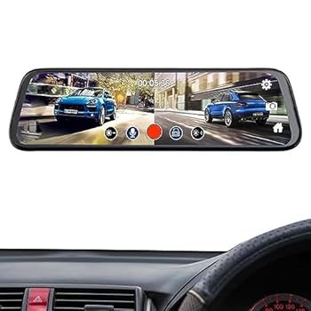 【中古】【未使用】バックミラードライブレコーダー, 1080p 10 インチ バックミラー カメラ, 動体検知、ナイトビジョン、カーアクセサリー、広角、ループ録...