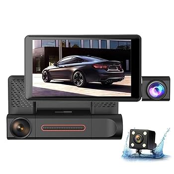 Daconovo 1080P DVR ダッシュカメラ 3 レンズフロント & インサイド & リアカメラ ドライブレコーダー 4 インチスクリーン ダッシュカム サポー