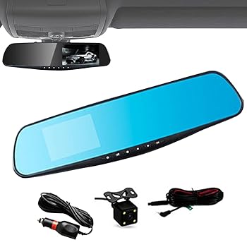 【中古】【未使用】バックミラーガラスバックアップカメラ、ガラスドライブレコーダー,タッチスクリーンのリアビューバックアップカメラ - 24H駐車モード、自動車お