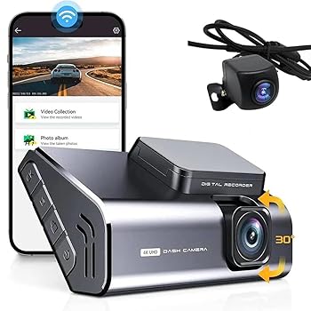 【中古】【未使用】デュアルレンズドライブレコーダは自動車に適しており、4 K UHD内蔵WiFi車載DVR、フロント2160 Pとバックカメラ1080 Pレコー...