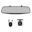 【中古】Poexit ドライブレコーダー ホワイト ミラー Dvr 4.3 インチ ダッシュ カメラ FHD 1080P 自動レジストラ サポート リアビュー カメラ ビデオ レ