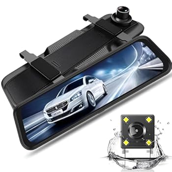 【中古】【未使用】ミラー型ドライブレコーダー 前後カメラ 1080P 10インチタッチパネル 駐車監視 超鮮明夜間撮影 HDR/WDR ループ録画 伸縮式 日本語説明書付き