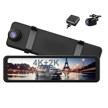 【中古】【未使用】車用バックミラー ダッシュカム 12インチ IPSタッチスクリーン 2160P 4K+2K フロント&リア カーDVR 分割画面 Wi-Fi内...
