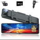 【中古】【未使用】ドライブレコーダー ミラー型 前後カメラ ドラレコ 駐車監視 IP67防水